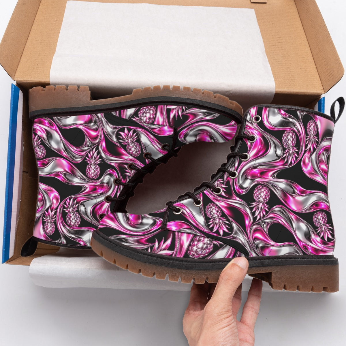 Chrome Pineapple Pink Women's Martin Short Boots