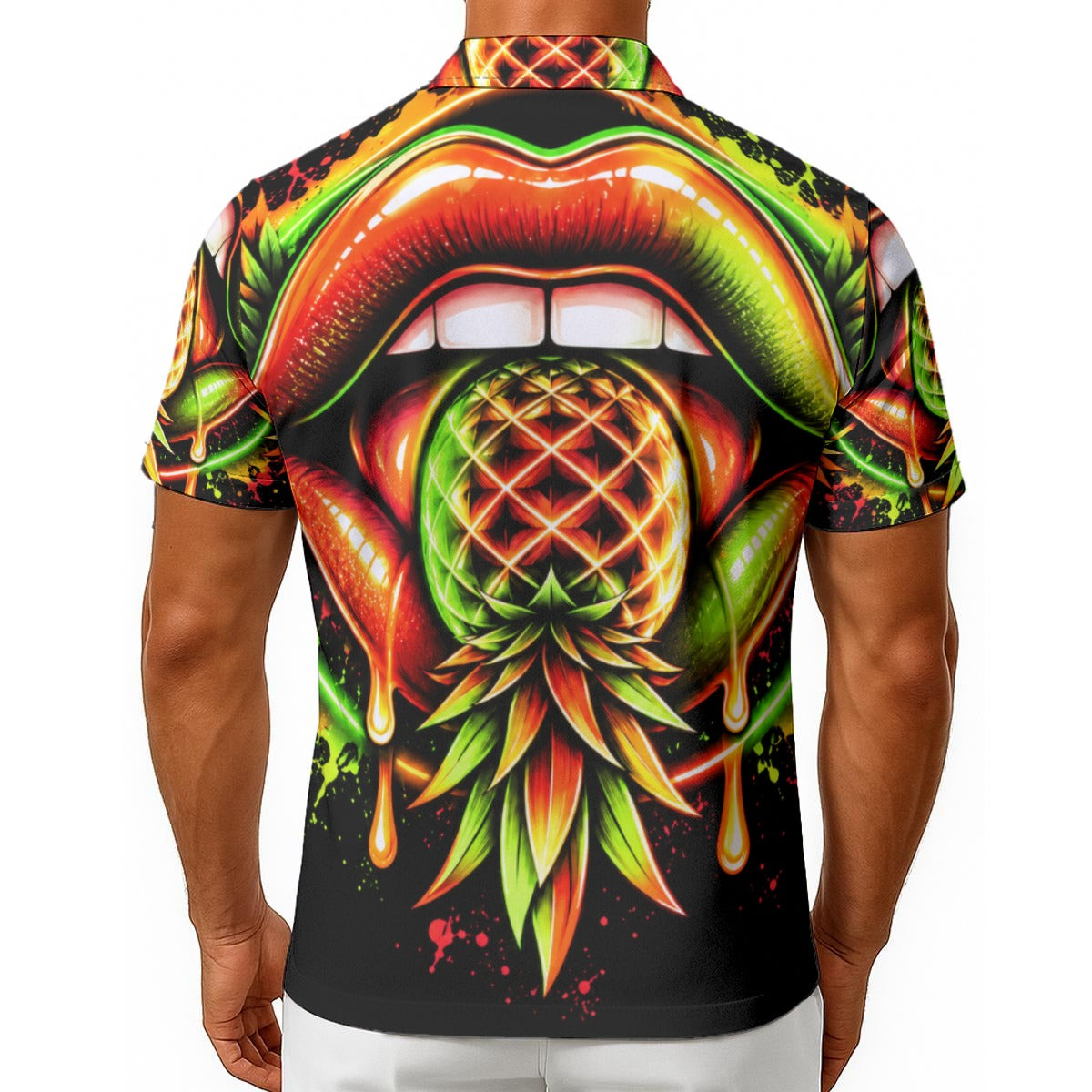 Neon Pineapple Rave Button Up Shirt