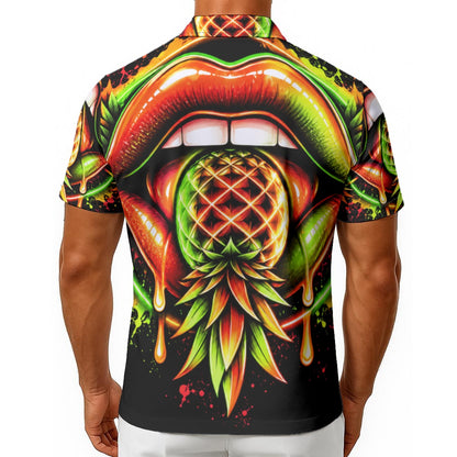Neon Pineapple Rave Button Up Shirt