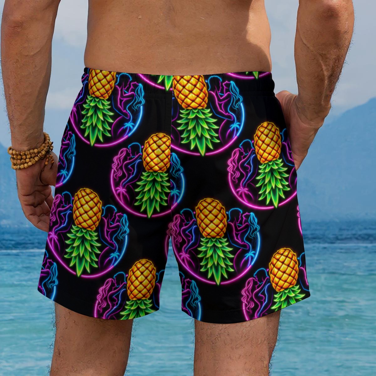 Electric Pineapple Men's Beach Shorts
