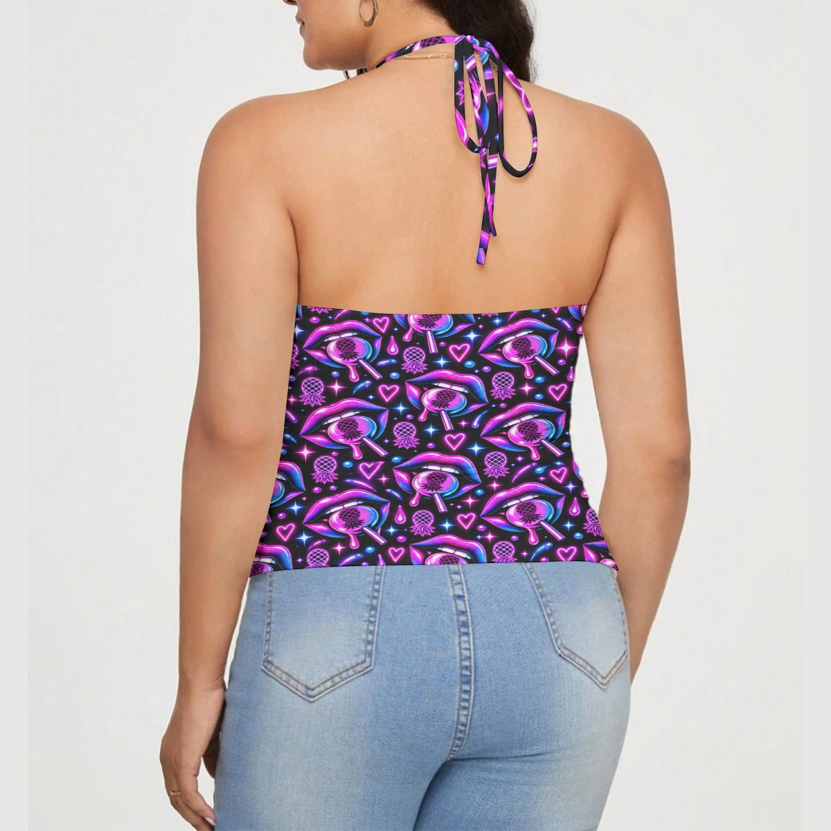 Open Mouth Women's Lace-Trimmed Tie-Back Top