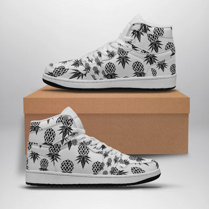 Pineapple Black/White Men's Synthetic Leather Stitching Shoes