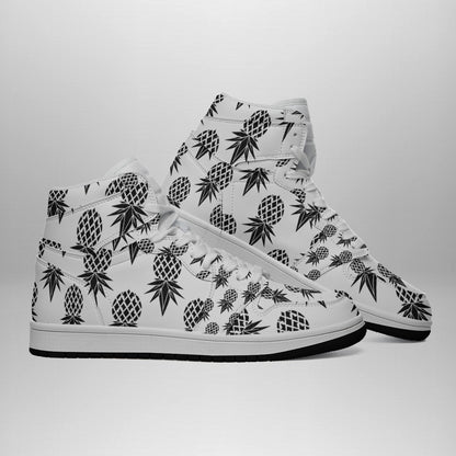 Pineapple Black/White Men's Synthetic Leather Stitching Shoes