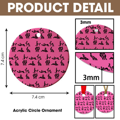 Stick Figure Pink Christmas Ceramic Ornaments