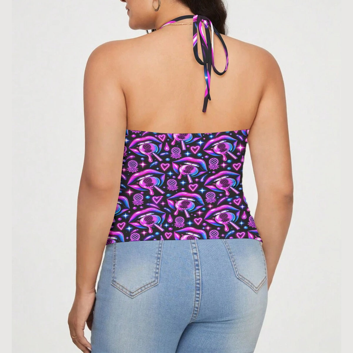 Open Mouth Women's Lace-Trimmed Tie-Back Top