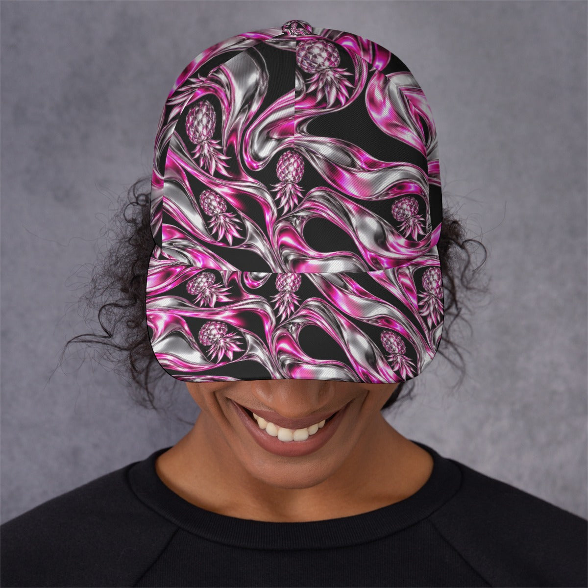 Chrome Pineapple Pink Adjustable Hat