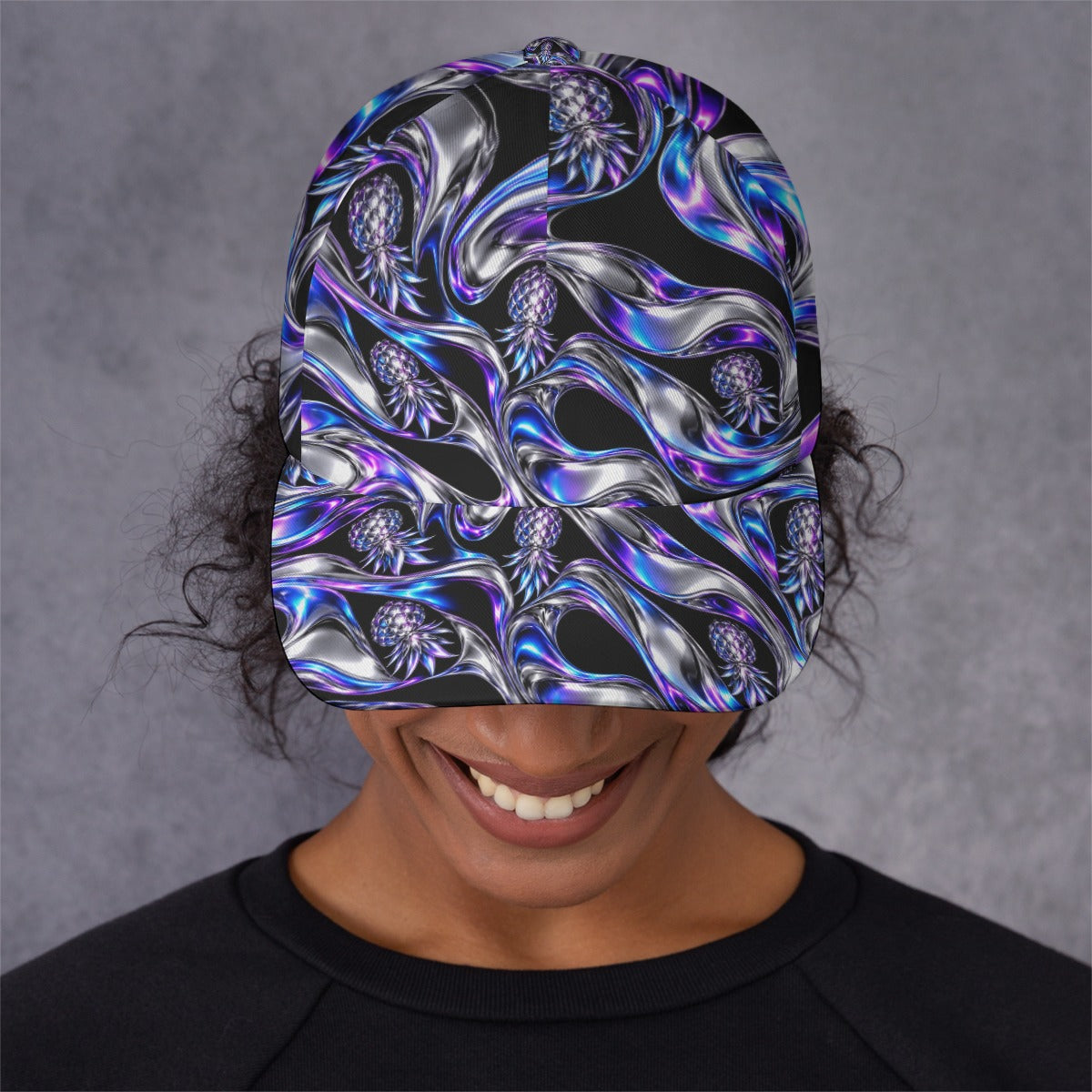 Chrome Pineapple Electric Blue Adjustable Hat