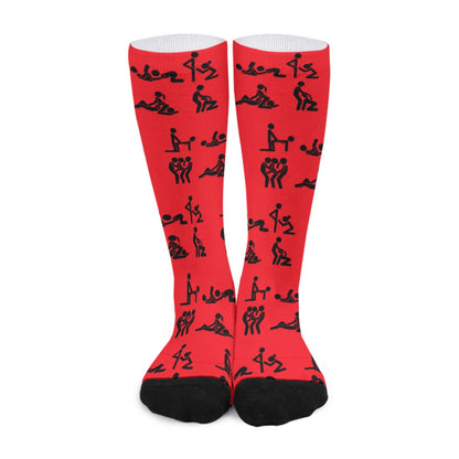 Stick Figure Red Long Socks