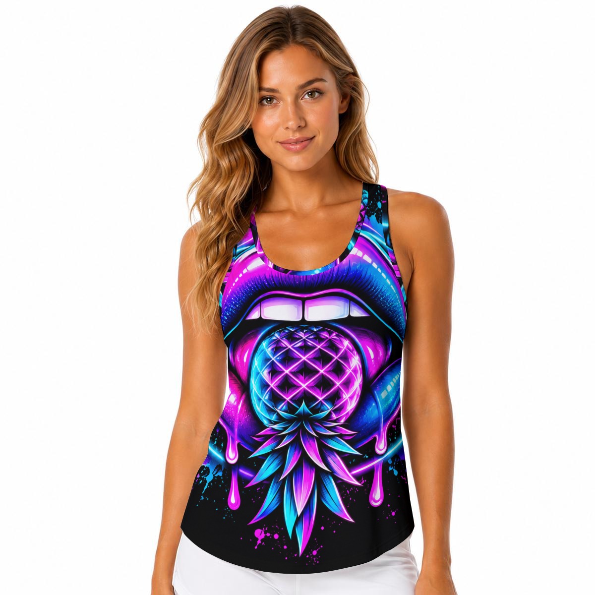 Pineapple Rave Women's Tank Top W/ Sports Bra