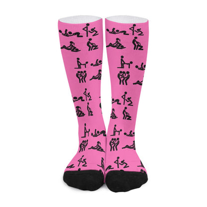 Stick Figure Pink Long Socks