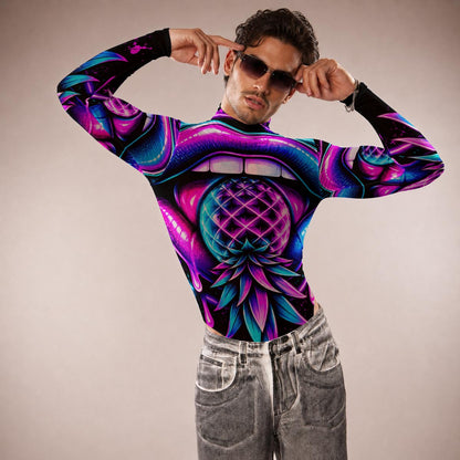 Pineapple Rave Men's Mesh Turtleneck Long Sleeve Bodysuit