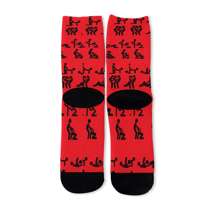 Stick Figure Red Long Socks
