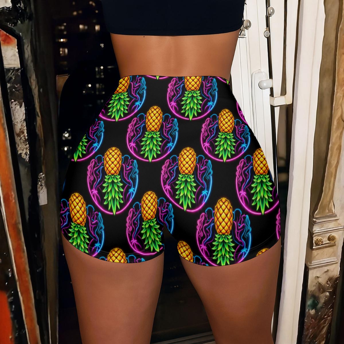 Electric Pineapple Women’s High-Stretch Shorts