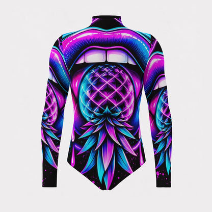 Pineapple Rave Men's Mesh Turtleneck Long Sleeve Bodysuit