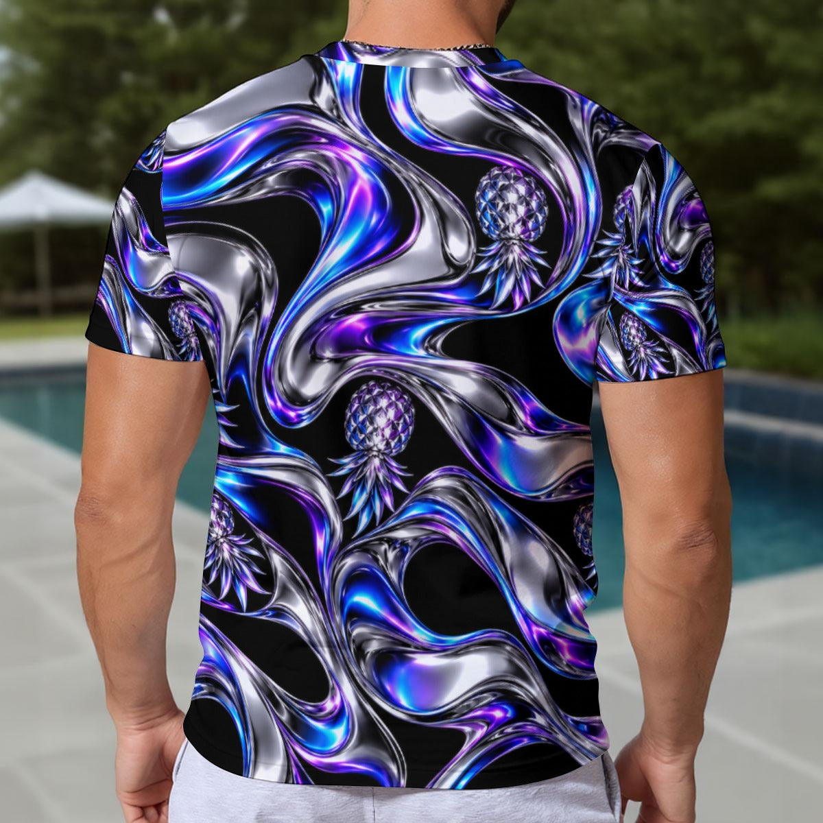 Chrome Pineapple Electric Blue Men's Short Sleeve T-shirt