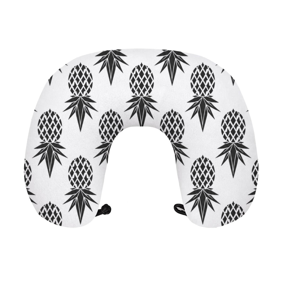 Pineapple Black/White Memory Foam Travel Neck Pillow with Frog Button Closure