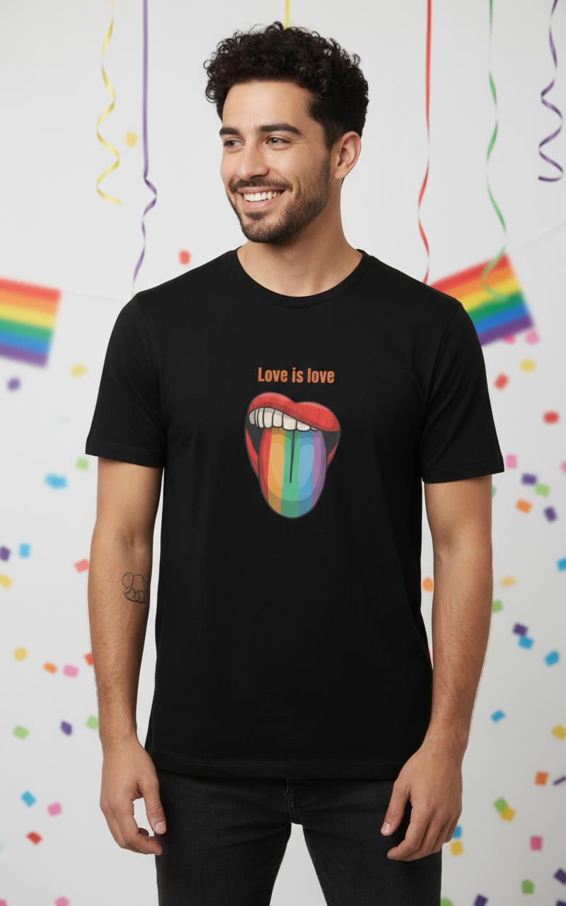 Love Is Love Open Mouth Short Sleeve Fitted T-Shirt-DK Apparel