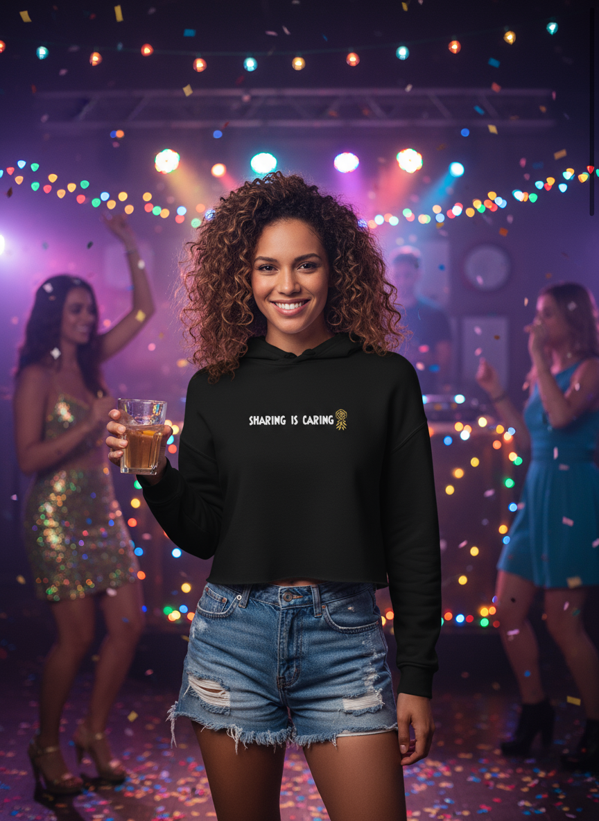 Sharing Is Caring Crop Hoodie | Swinger & ENM Lifestyle Apparel – DK Apparel-DK Apparel