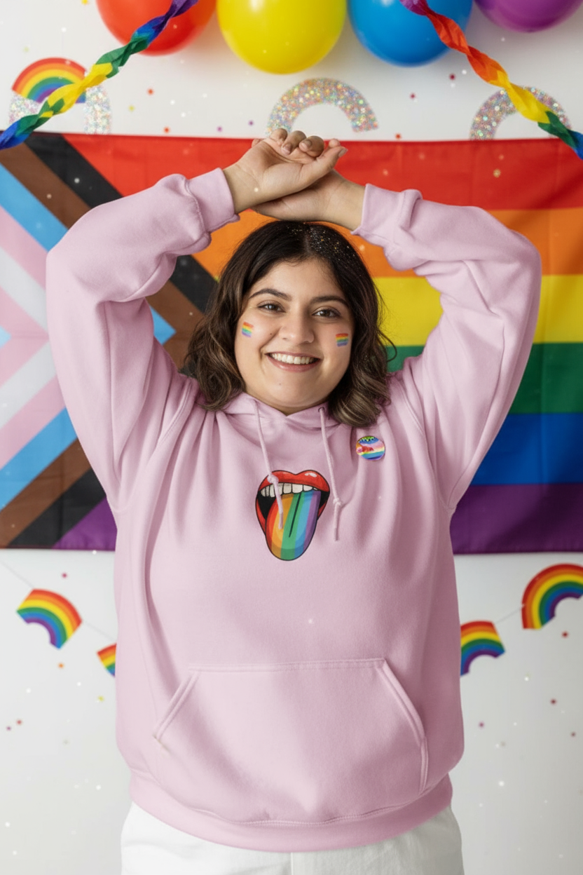 Pride Mouth Unisex Hoodie | LGBTQ+, Swinger & ENM Lifestyle Apparel – DK Apparel-DK Apparel