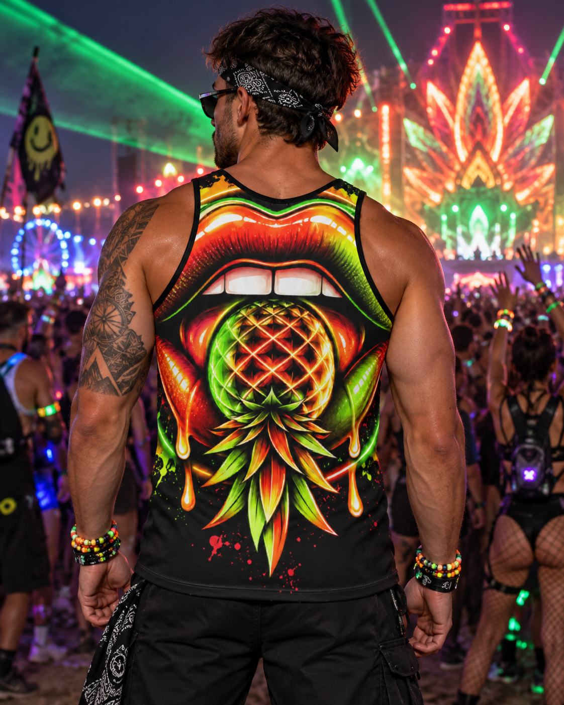 Neon Pineapple Rave Men's Tank
