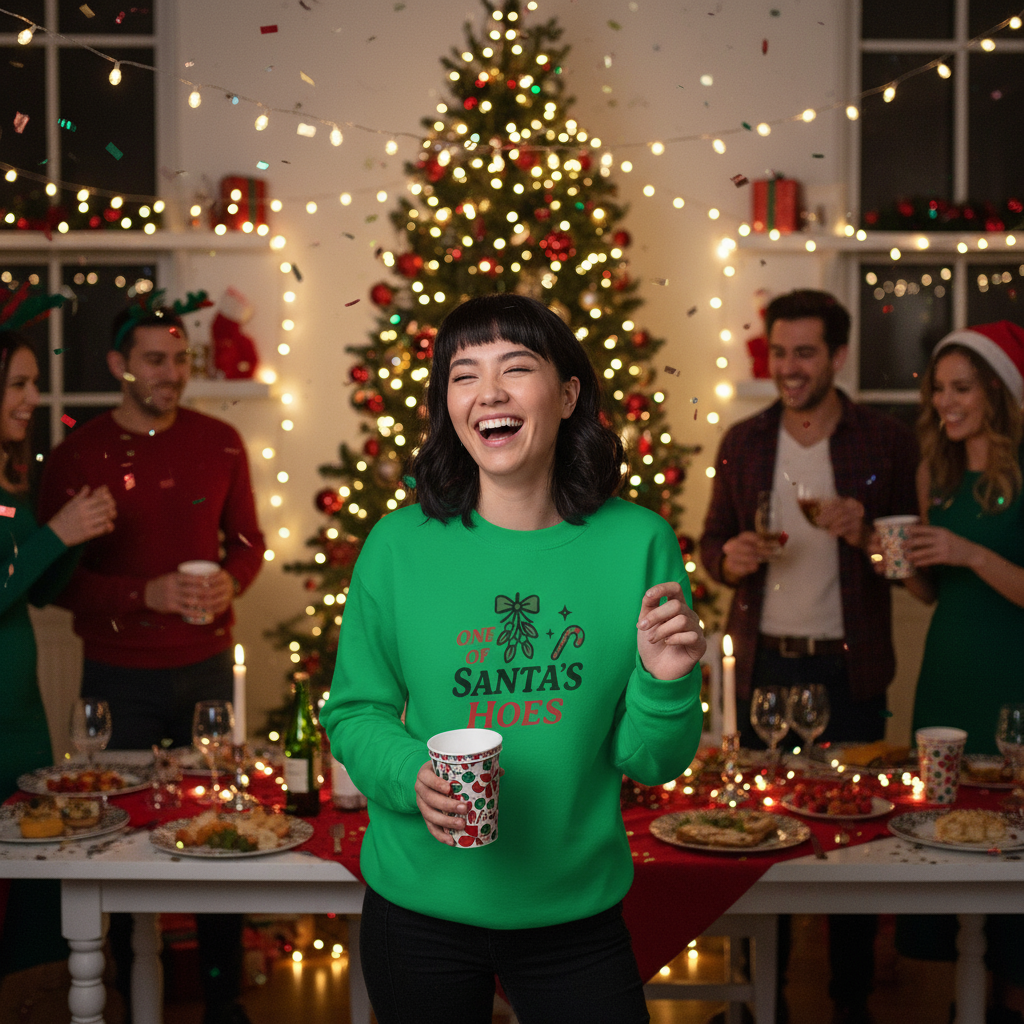 One of Santa’s Hoes Sweater – Funny Christmas Swinger Holiday Apparel | DK Apparel-DK Apparel