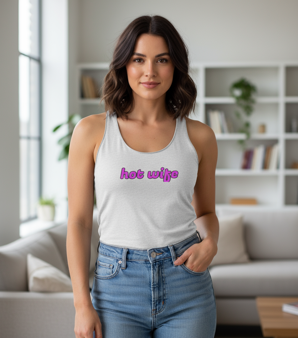 Hot Wife Women's Racerback Tank | Swinger & ENM Lifestyle Apparel – DK Apparel-DK Apparel