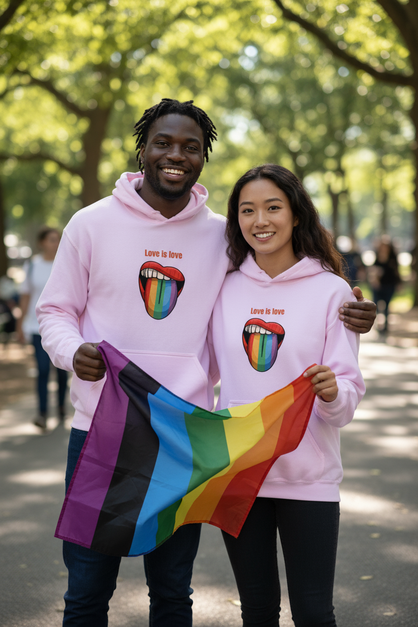 Love Is Love Open Mouth Unisex Hoodie | Pride, Swinger & ENM Lifestyle Apparel – DK Apparel-DK Apparel