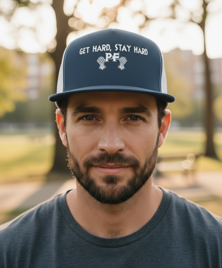 Get Hard, Stay Hard PF Snapback Hat | Pineapple Fitness Lifestyle Headwear by DK Apparel-DK Apparel
