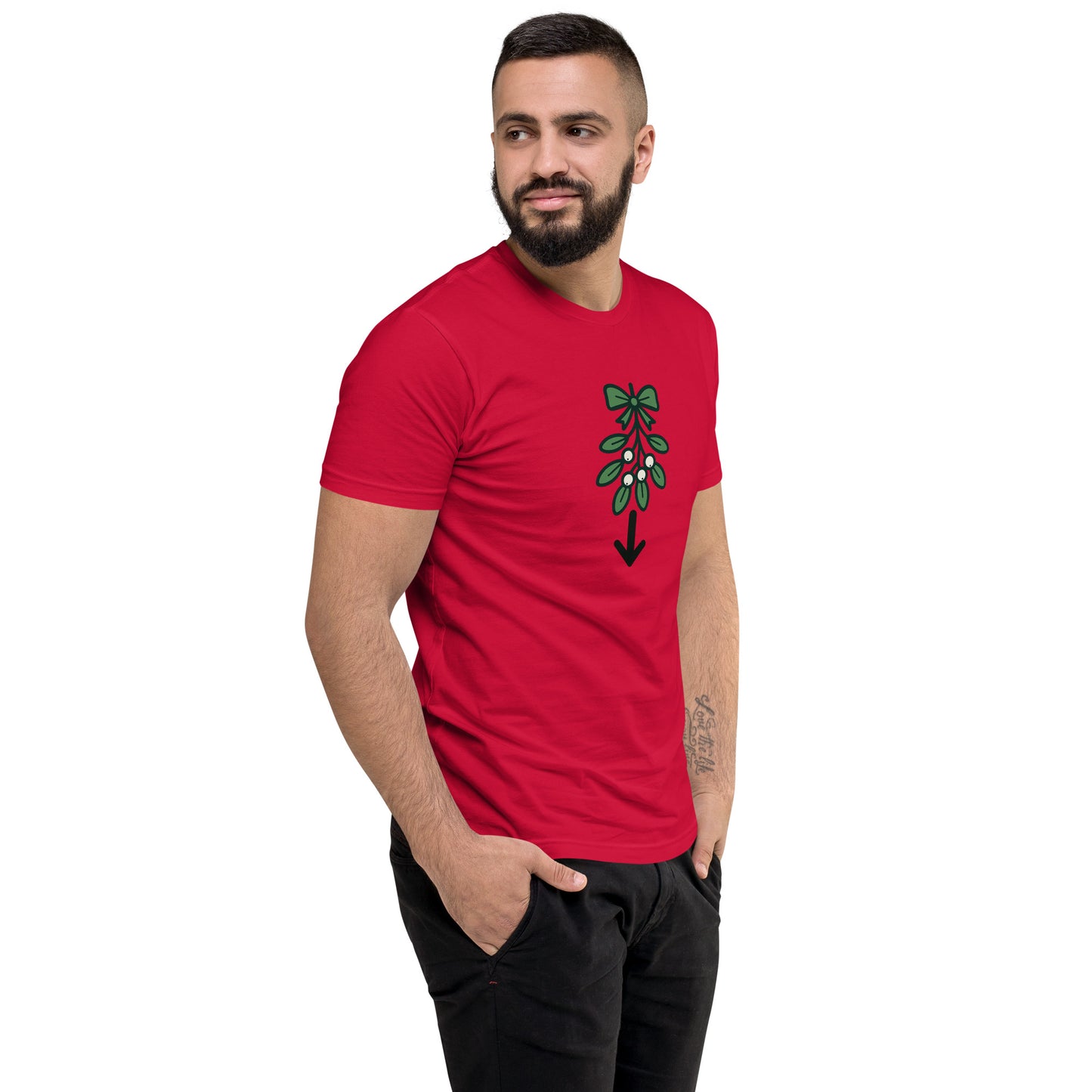 Mistletoe Fitted Shirt – Funny Christmas Swinger Holiday Tee | DK Apparel-DK Apparel