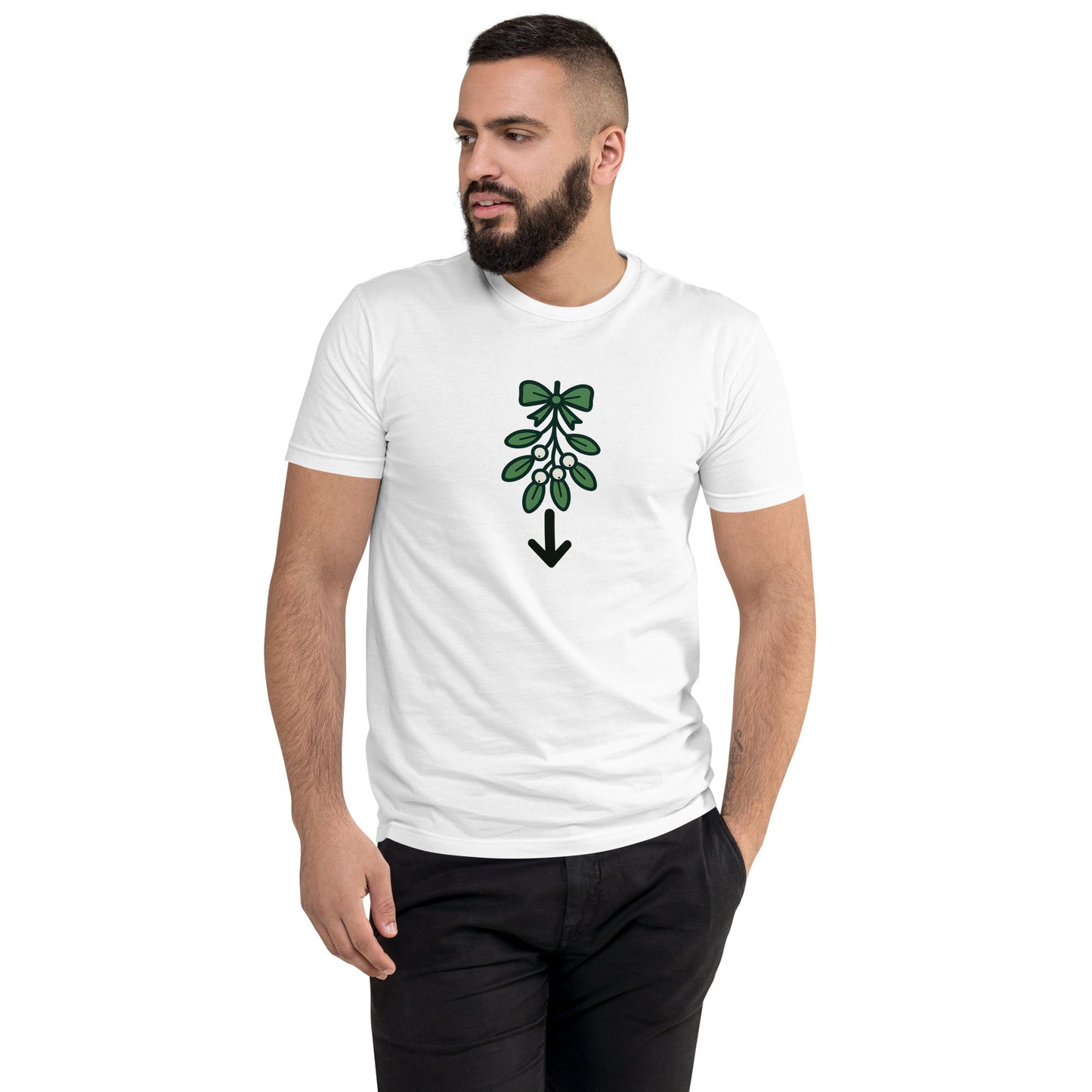 Mistletoe Fitted Shirt – Funny Christmas Swinger Holiday Tee | DK Apparel-DK Apparel