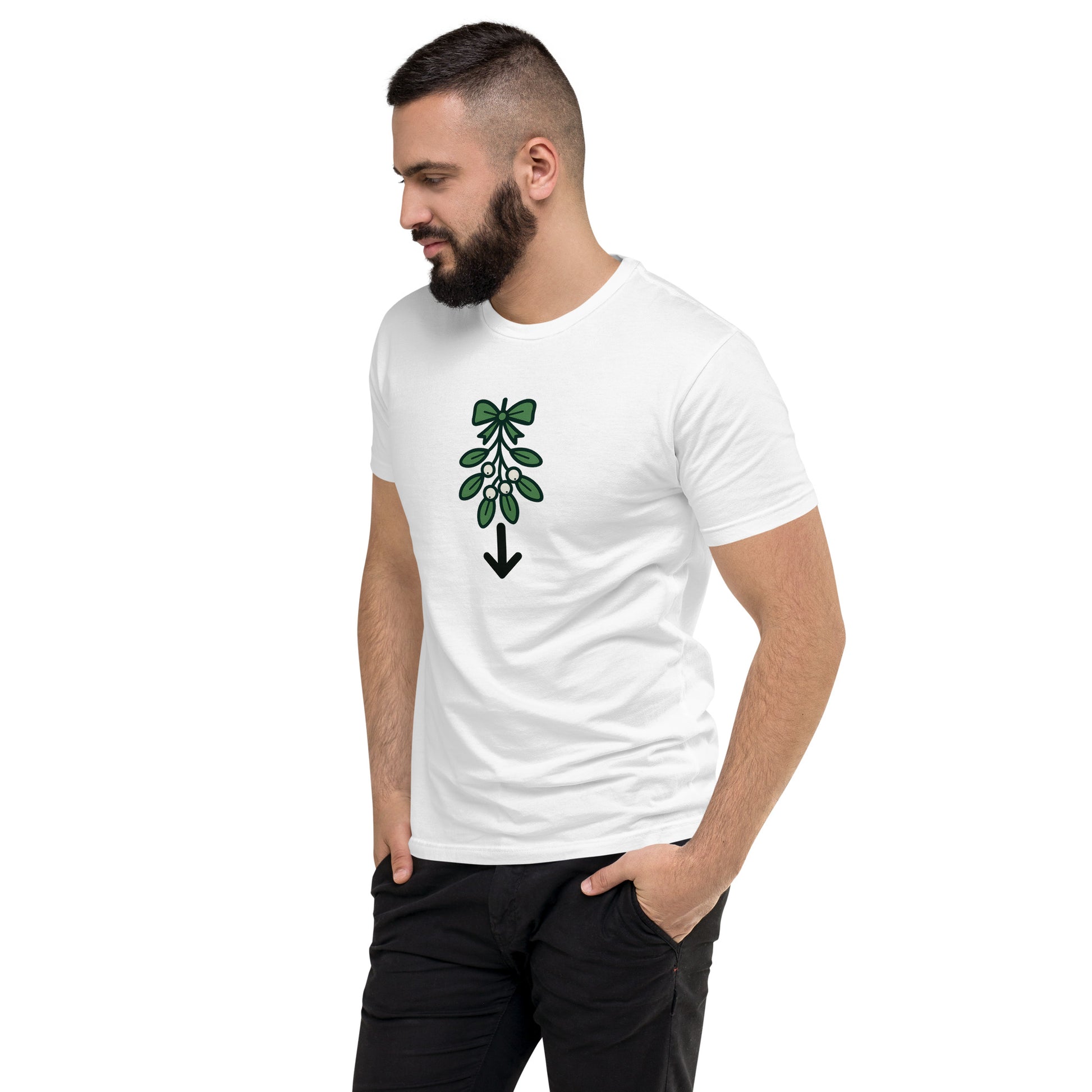 Mistletoe Fitted Shirt – Funny Christmas Swinger Holiday Tee | DK Apparel-DK Apparel