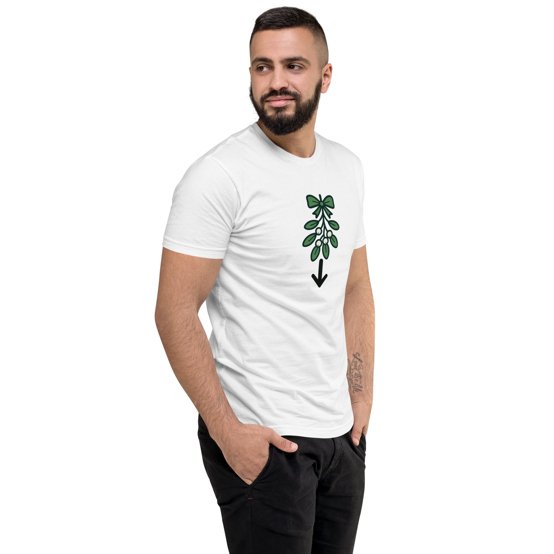 Mistletoe Fitted Shirt – Funny Christmas Swinger Holiday Tee | DK Apparel-DK Apparel