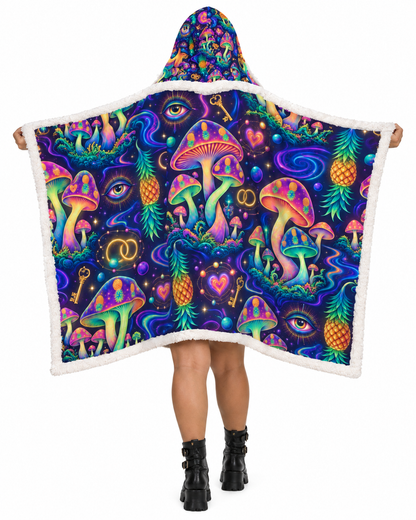 Psychedelic Rave Wearable Hooded Blanket