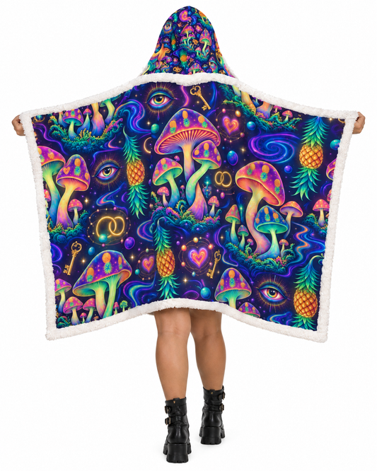 Psychedelic Rave Wearable Hooded Blanket