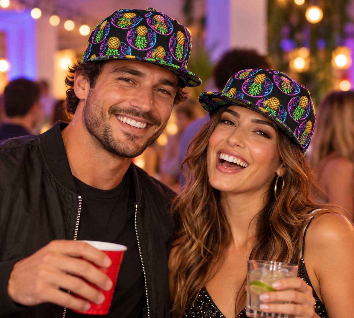 Electric Pineapple Flat Brim Hat