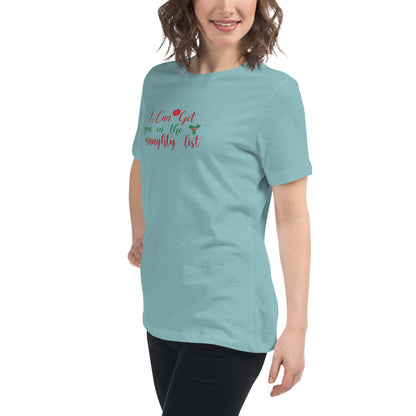 I Can Get You On The Naughty List Women’s Relaxed Shirt – Funny Christmas Swinger Tee | DK Apparel-DK Apparel