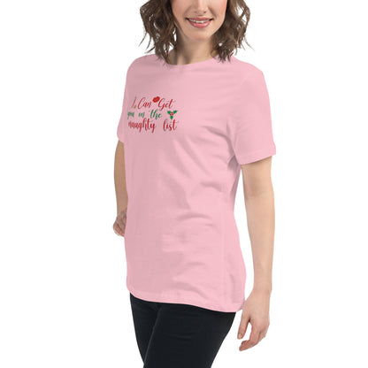 I Can Get You On The Naughty List Women’s Relaxed Shirt – Funny Christmas Swinger Tee | DK Apparel-DK Apparel