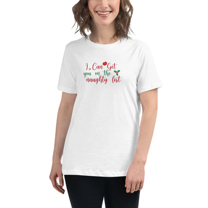 I Can Get You On The Naughty List Women’s Relaxed Shirt – Funny Christmas Swinger Tee | DK Apparel-DK Apparel
