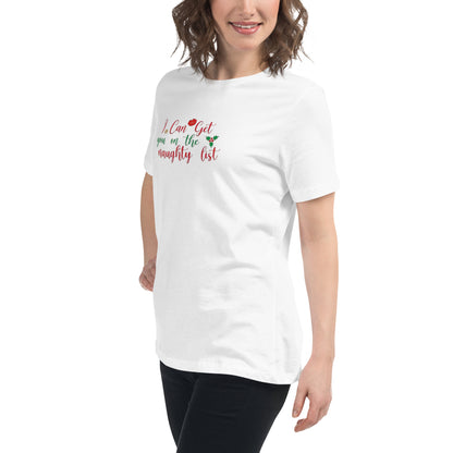 I Can Get You On The Naughty List Women’s Relaxed Shirt – Funny Christmas Swinger Tee | DK Apparel-DK Apparel