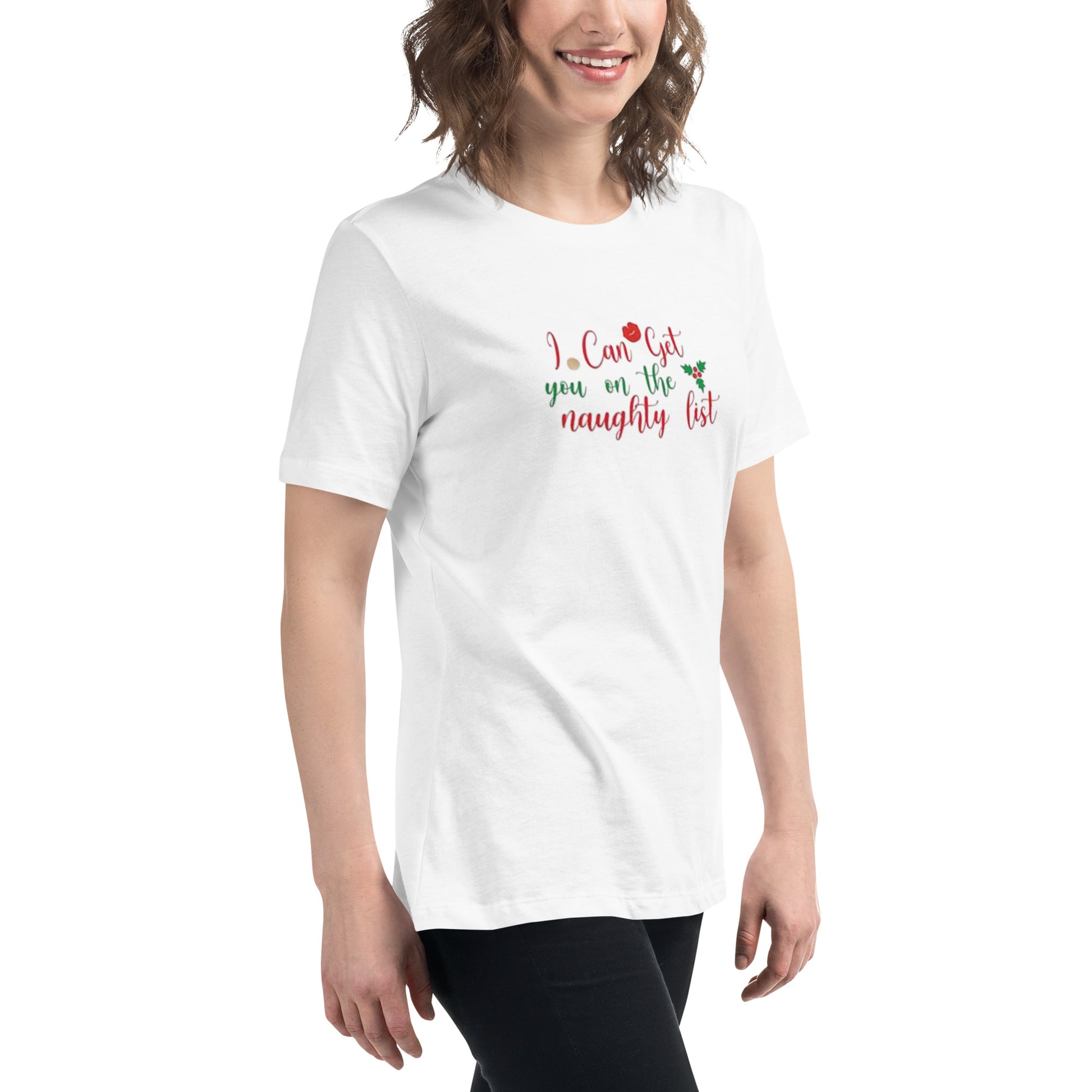 I Can Get You On The Naughty List Women’s Relaxed Shirt – Funny Christmas Swinger Tee | DK Apparel-DK Apparel